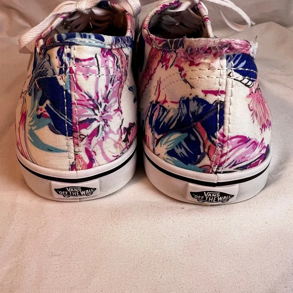 Vans Authentic Sneakers Women 7 Men 5.5 Pink Blue Tropical Floral Excellent
